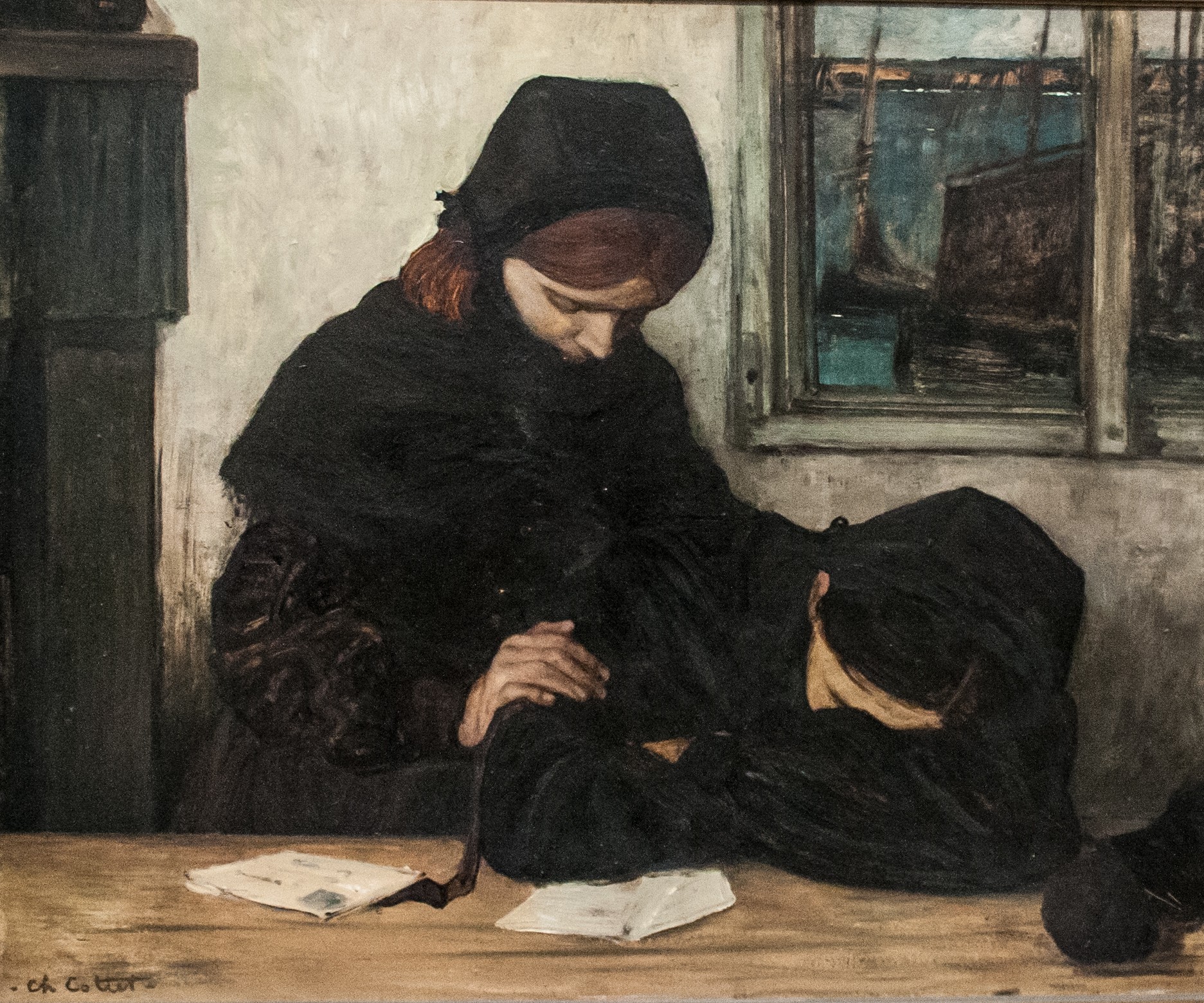  Deuil à Ouessant (1903), huile sur toile de Charles Cottet (1863-1925)