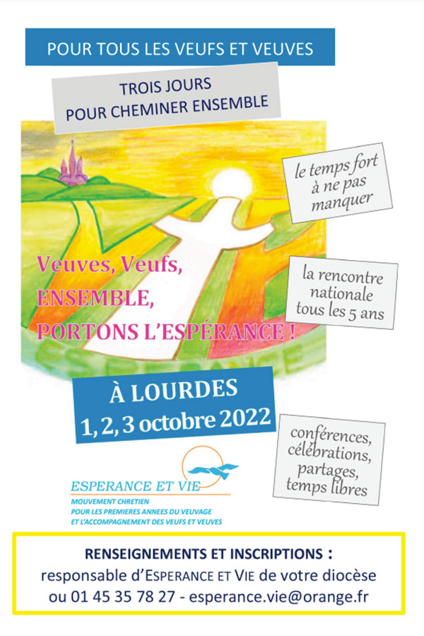 Dépliant Rassemblement 2022 à Lourdes Veufs et Veuves