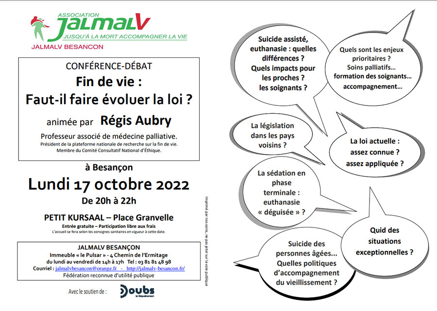 20221017 Conference Fin de vie Affiche Conférence-débat Fin de vie du 17/10/2022 - Affiche