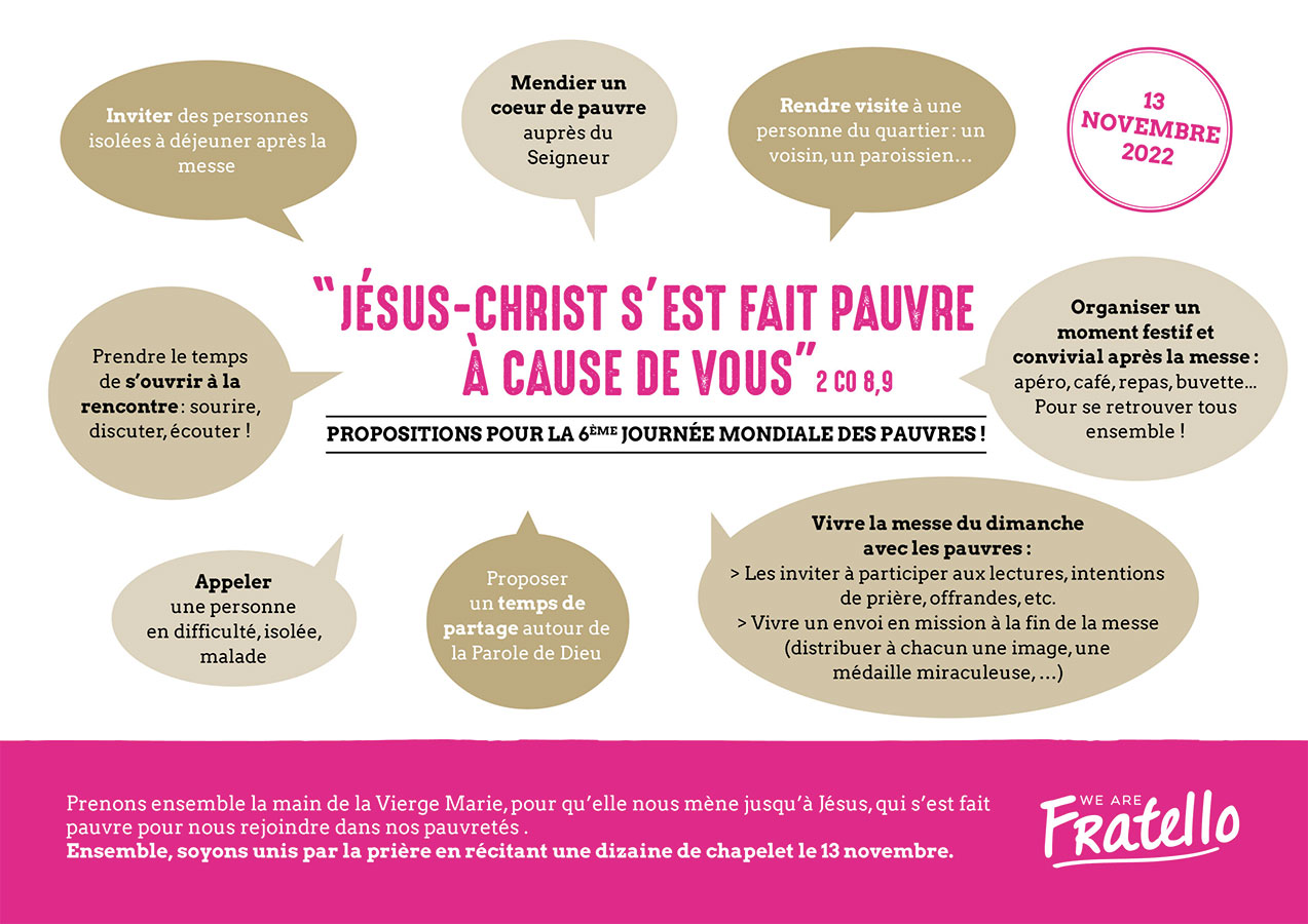 20221113 Journee Pauvres 2022 Idees Fratello 6e Journée mondiale des pauvres - Idées concrètes Fratello