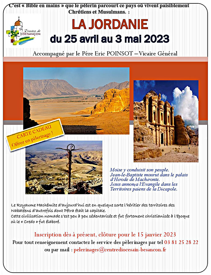 20230425 0503 Pele Jordanie Affiche Pèlerinage 2023 en Jordanie - Affiche