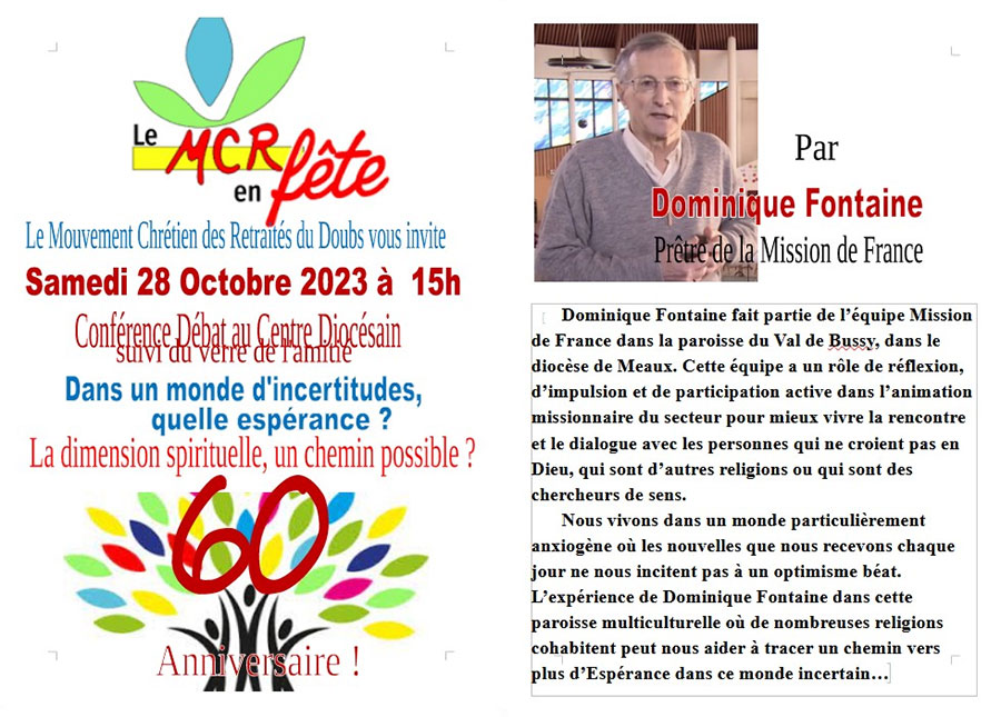 Conférence-débat : "Dans un monde d'incertitudes, quelle espérance ?"