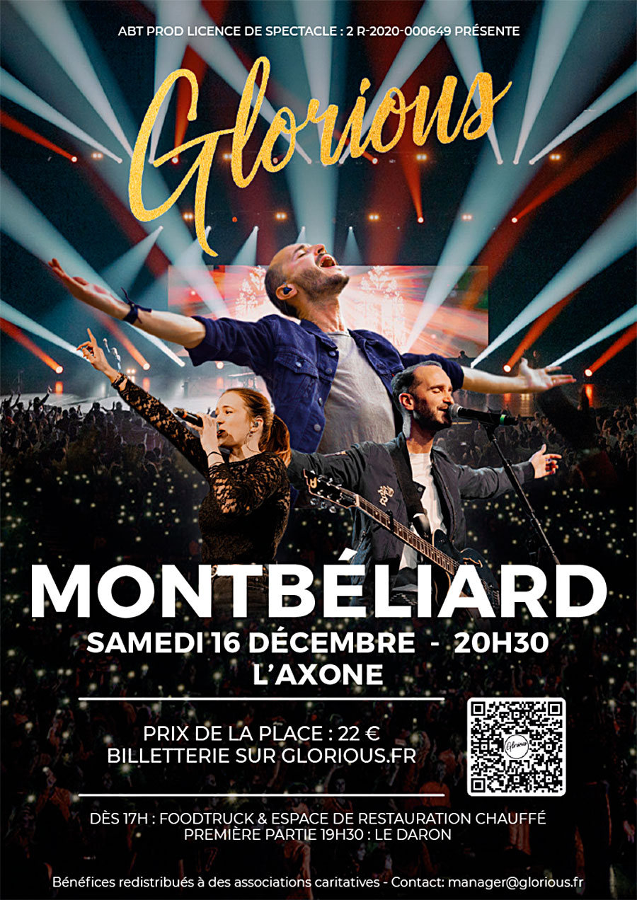 Glorious en concert à l’Axone de Montbéliard le 16/12/2023