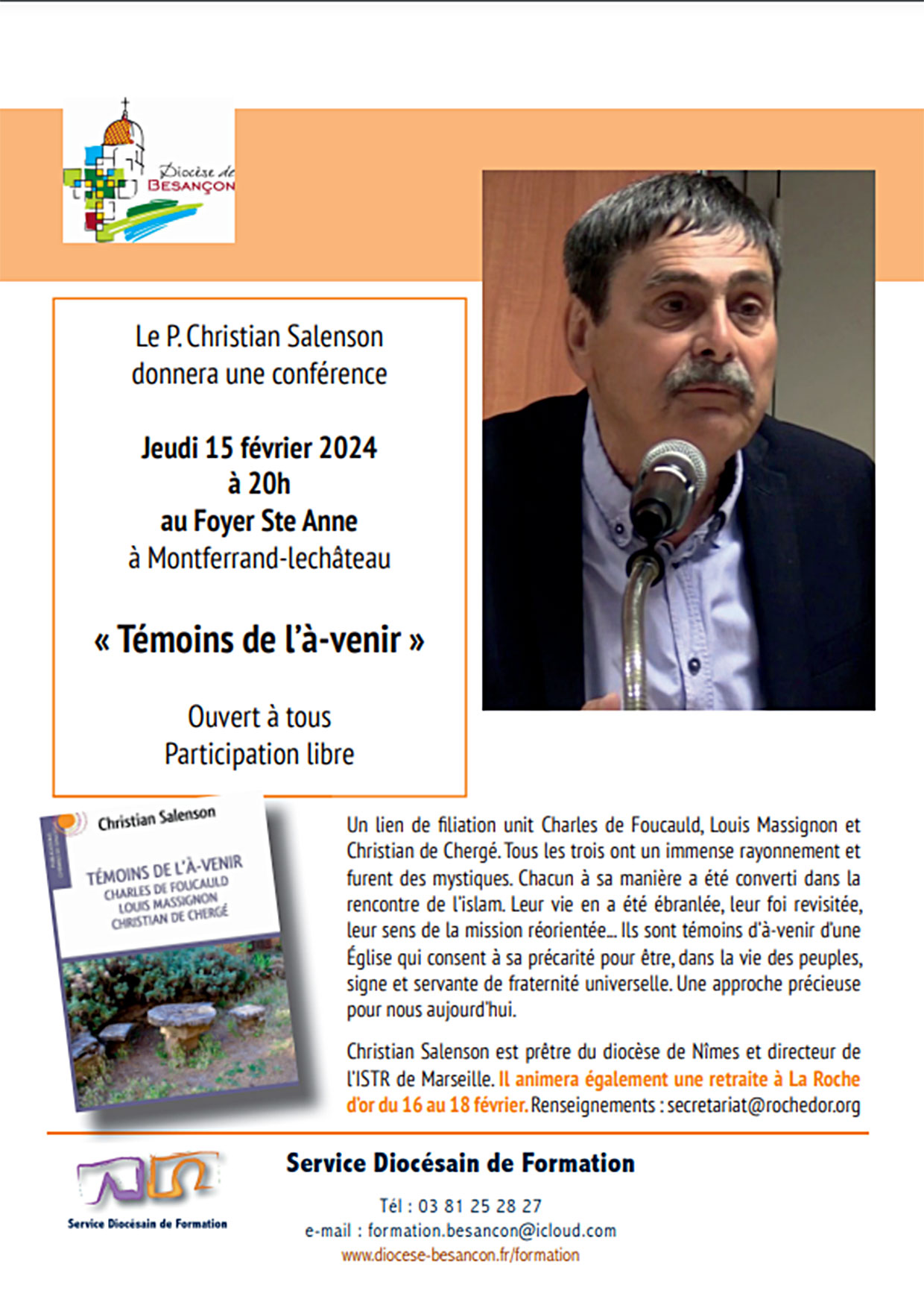 Flyer Conférence du P. Christian Salenson "Témoins de l'à-venir"
