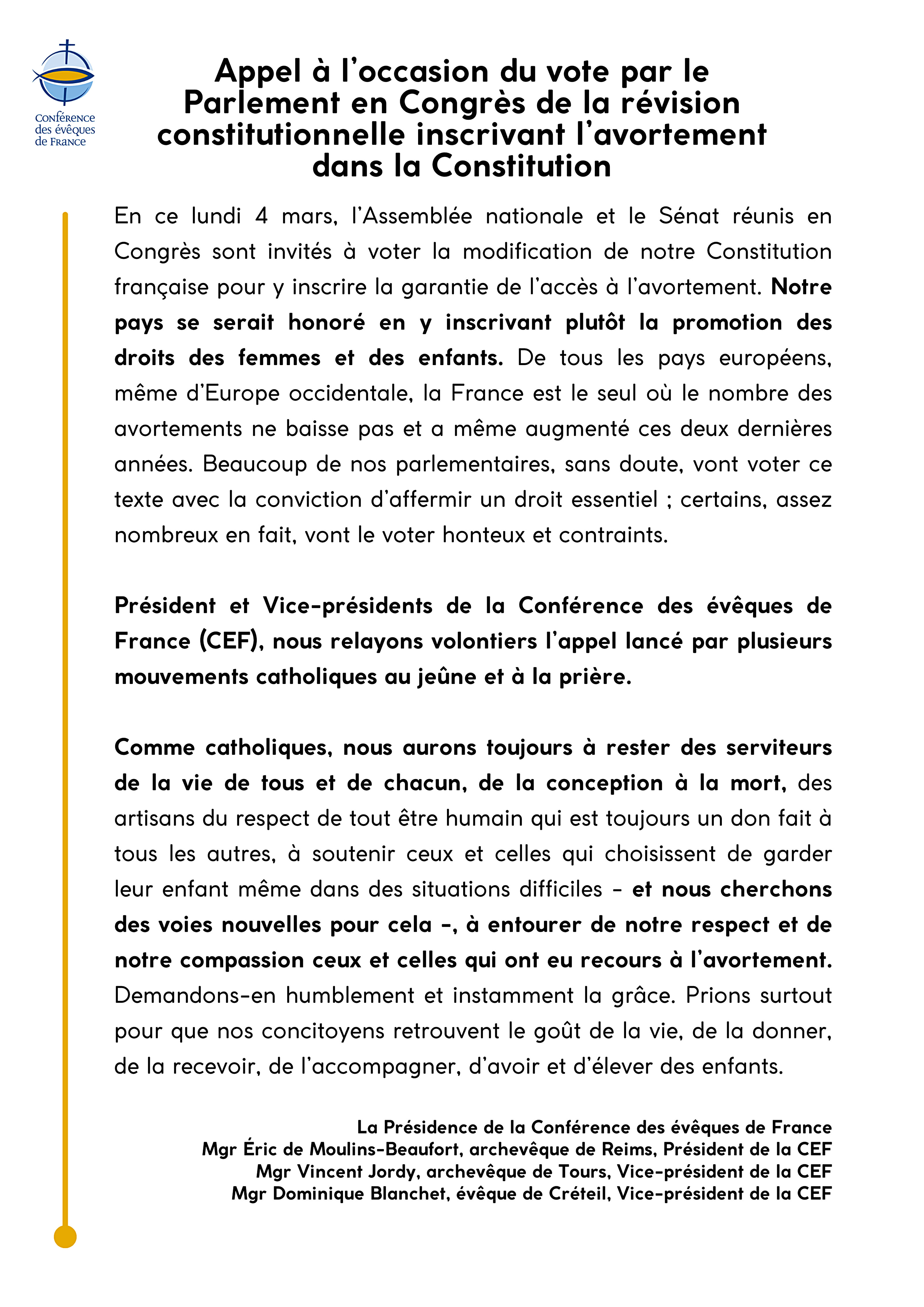 20240304 CEF IVG vote Congres Appel à l’occasion du vote par le Parlement en Congrès de la révision constitutionnelle inscrivant l’avortement dans la Constitution