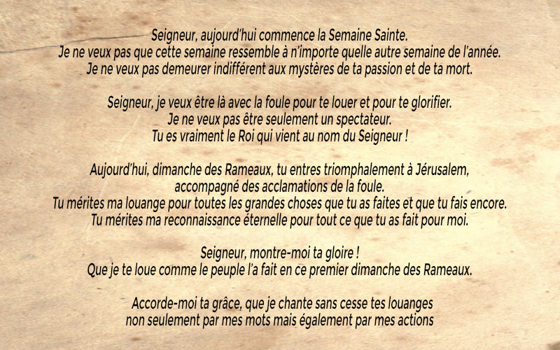 Prière pour le dimanche des Rameaux