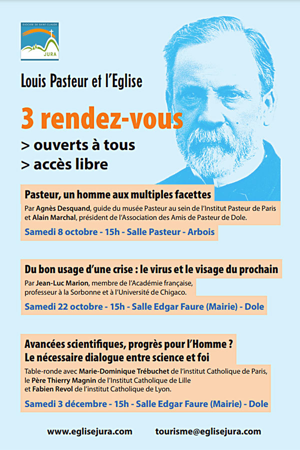 20221008 1203 Louis Pasteur et Eglise Affiche Conférences Louis Pasteur et l'Église - Diocèse St-Claude - Affiche