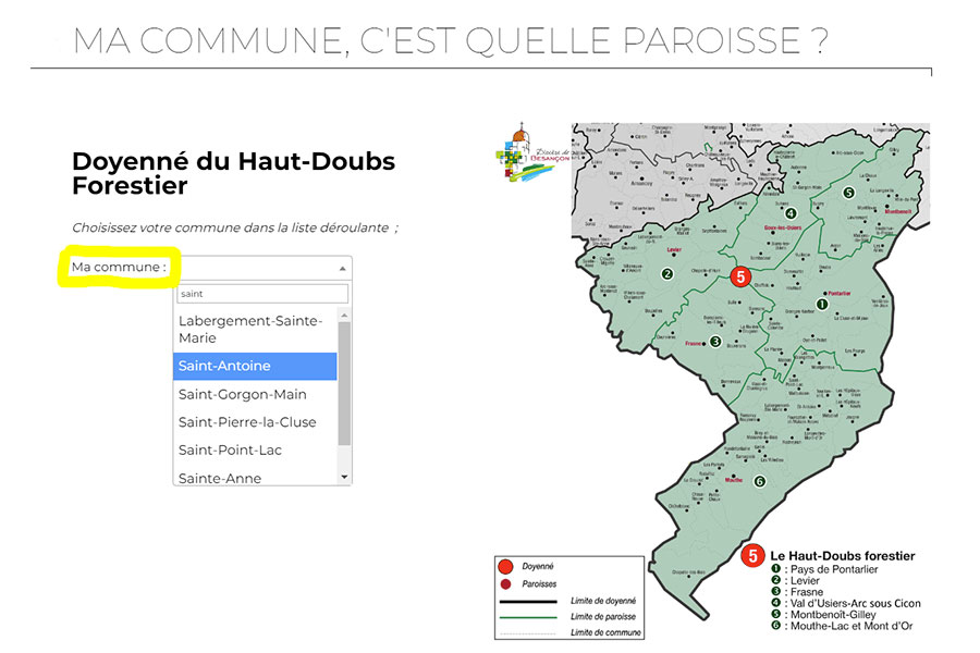 Carte DHDF Quelle paroisse x72 Menu MA COMMUNE, C'EST QUELLE PAROISSE ?