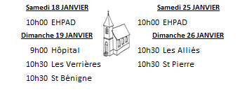 annonces messes semaine 12 janvier 2020