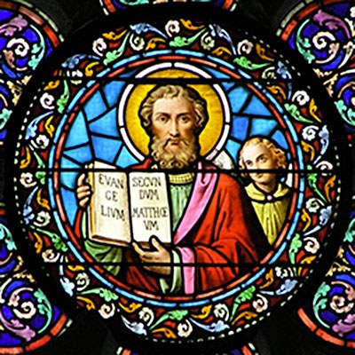 Art Mural Chrétien Les Vitraux De L'Histoire – Saint Matthieu, Effet Vitrail Sur Toile, France