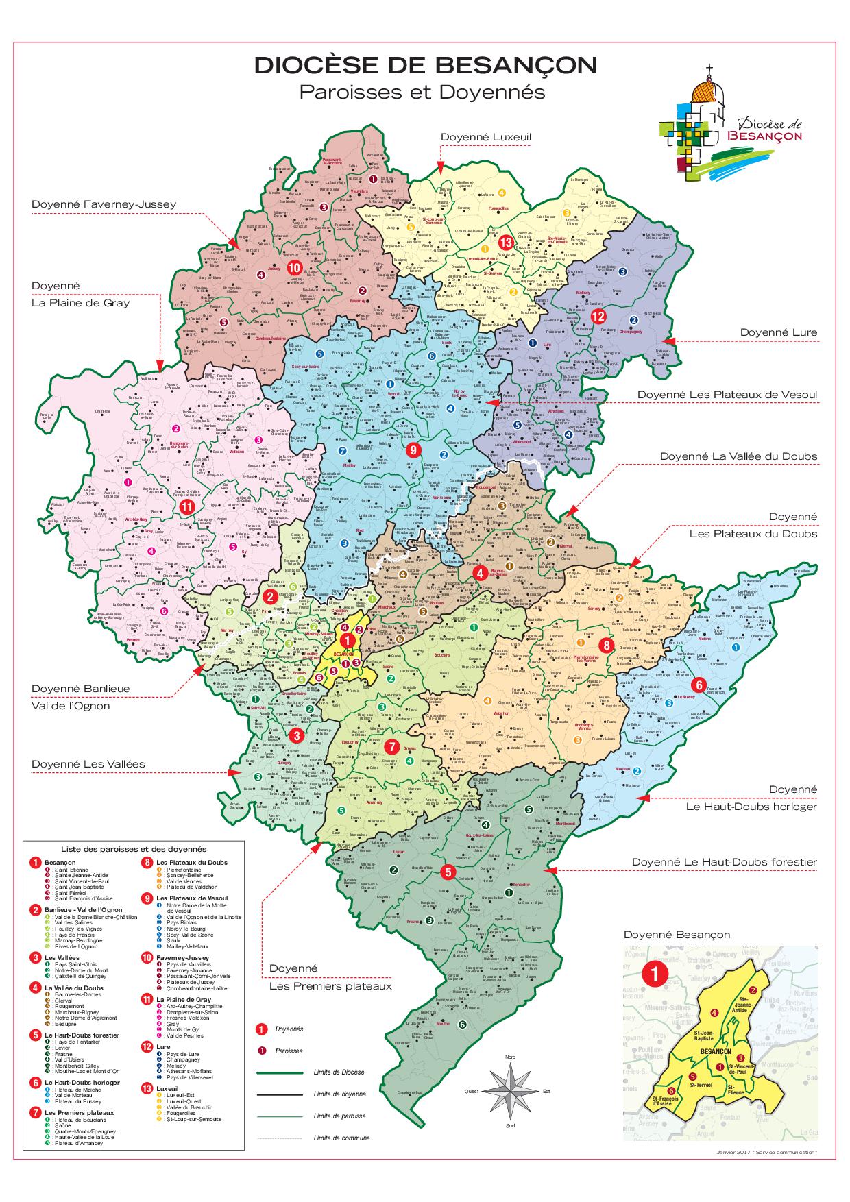 Carte du Diocèse de Besançon