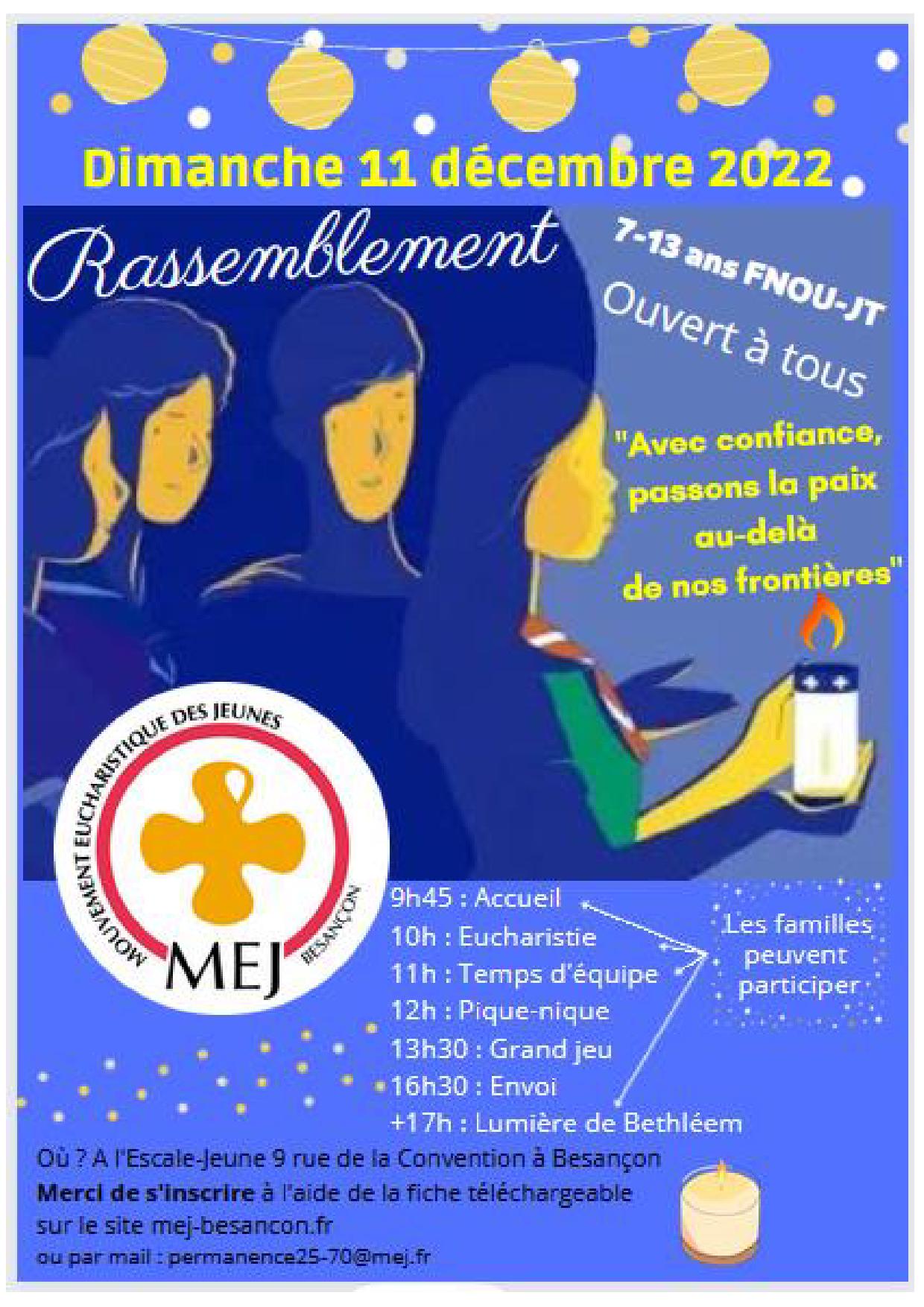 Affiche rassemblement MEJ du 11/12/2022