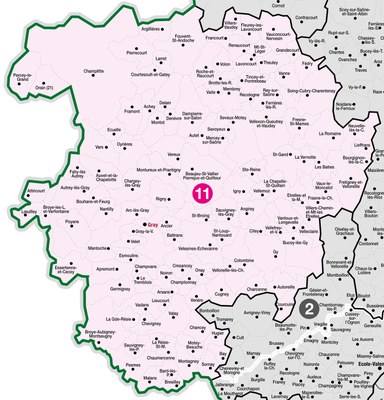 Carte PAROISSE COUL 11 Carte des paroisses du doyenné de la Plaine de Gray