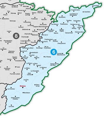 Carte PAROISSE COUL 6 Carte des paroisses du doyenné du Haut-Doubs Horloger