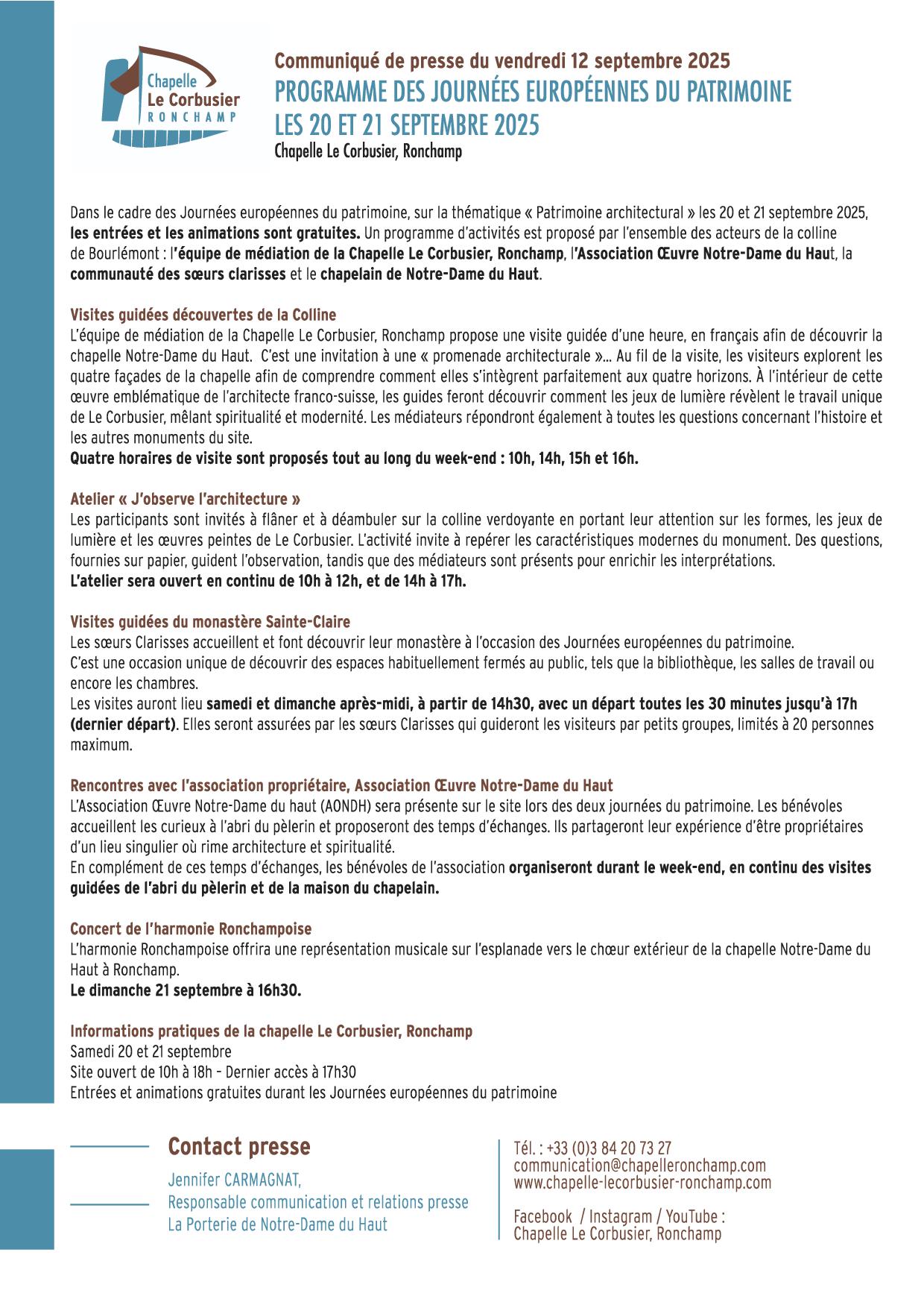 POR Programme Journées Patrimoine ChapelleLeCorbusierRonchamp 25 09 20 21 JC